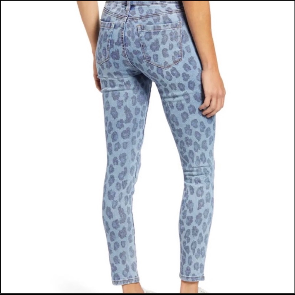 BLANK NYC The Bond Mid-Rise Skinny Ankle Leopard Animal Print Jeans Blue NWT 25 - Picture 2 of 14
